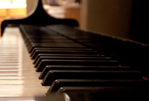 A close view of black and white piano keys